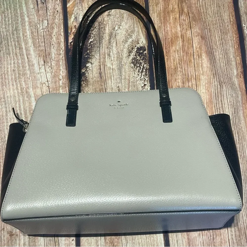 KATE SPADE Grand Street Colorblock Lydia hand bag tote bag tan black